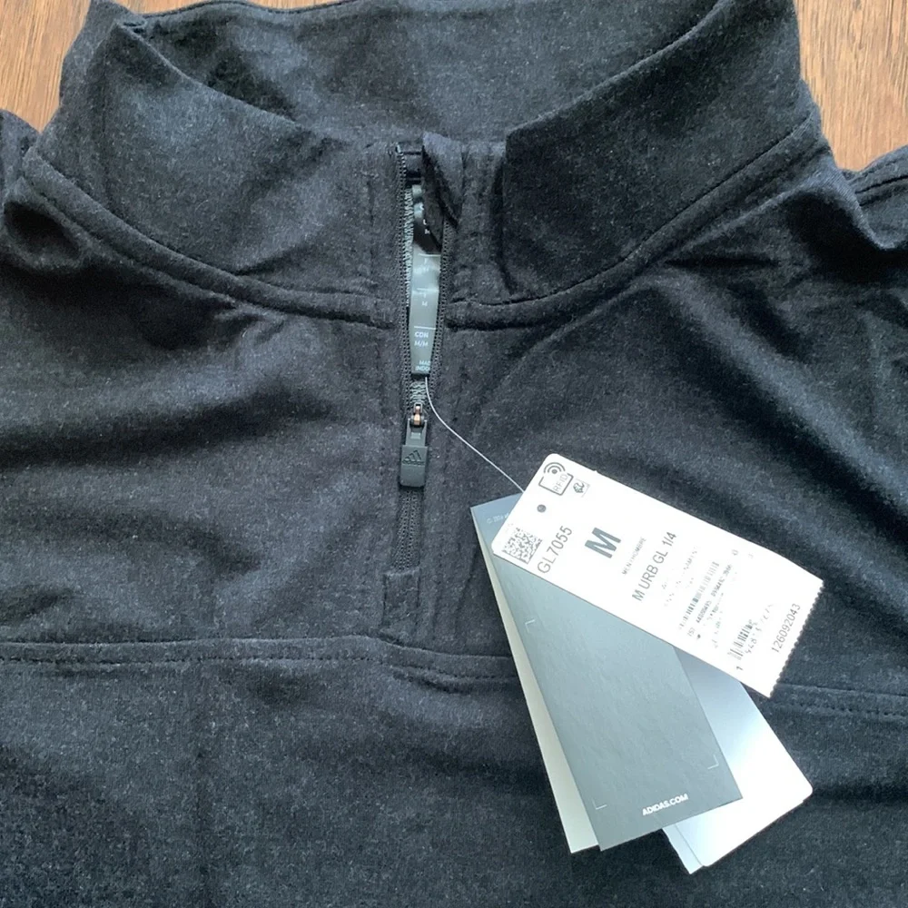 NWT adidas AEROREADY Quarter Zip Pullover Men's Medium Black Golf Pullover